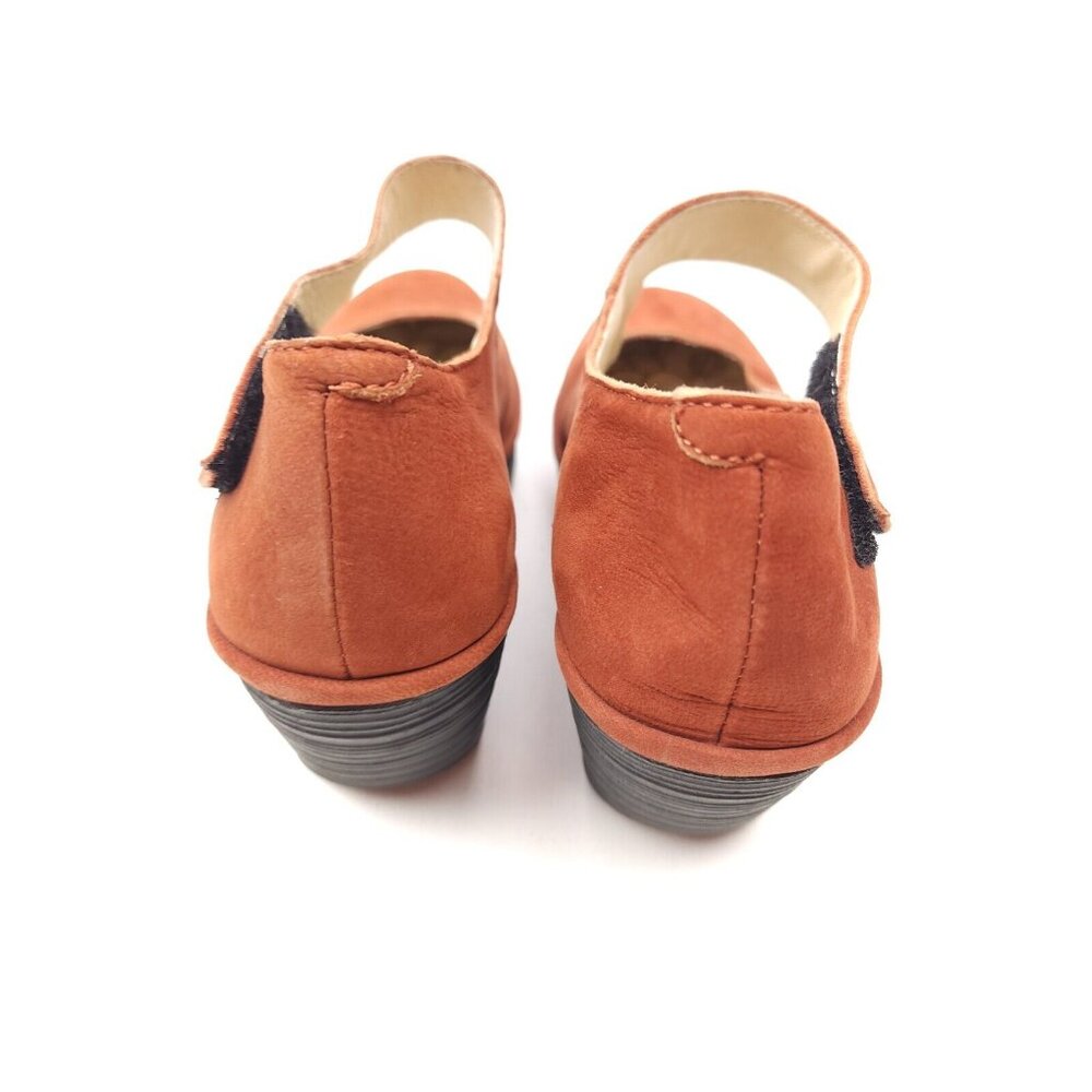 Fly London Rust Orange Suede Wedge Heels - Picture 6 of 9
